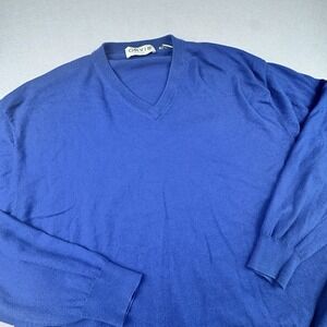 Orvis Silk Cashmere Blend Sweater Men XL Blue Long Sleeve Pullover V-Neck Light
